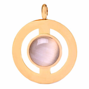 06 Acero Dije Circulo/Ojo Gato 30mm Dorado (1 pza)