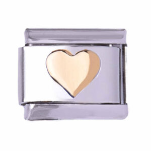 Acero Charm Italiano Corazon Dorado - 9mm  (1 pza)