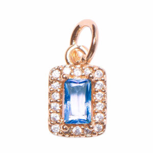 Micropave Dije Rectangulo Azul 8mm Dorado (1 pza)