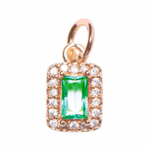 Micropave Dije Rectangulo Verde 8mm Dorado (1 pza)