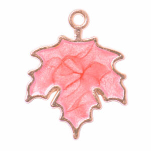 Esmalte Dije Hoja Rosa 20mm (1 pza)