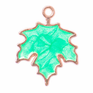 Esmalte Dije Hoja Verde 20mm (1 pza)