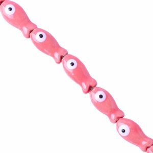 Ceramica Cuenta Pez Rosa Palo 20mm-20cm aprox (1 tira)