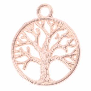 CDL199 Chapa Oro 18K Dije Ciculo Arbol 20mm (2 pza)