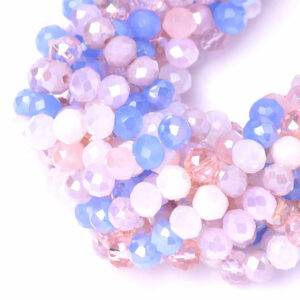 01 Cristal Rondel 3x4mm  Mix Rosa/Lila 44cm aprox (1 tira)