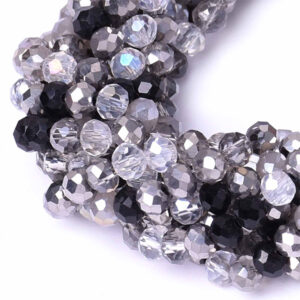 09 Cristal Rondel 3x4mm  Mix Negro/Plata  44cm aprox  (1 tira)