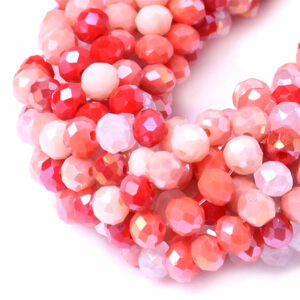 10 Cristal Rondel 3x4mm  Mix Rojo/Golden 44cm aprox  (1 tira)