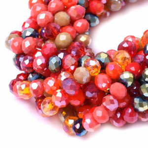12 Cristal Rondel 3x4mm  Mix Naranja/Vino 44cm aprox (1 tira)