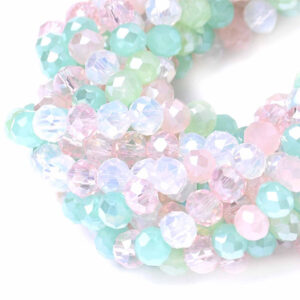 13 Cristal Rondel 3x4mm  Mix Menta/Rosa 44cm aprox  (1 tira)