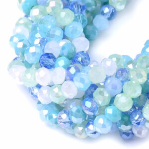 17 Cristal Rondel 3x4mm  Mix Azul/Menta 44cm aprox  (1 tira)