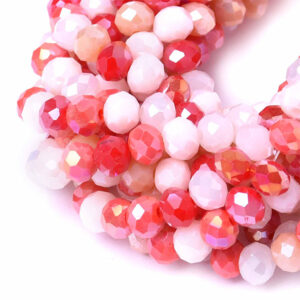 10 Cristal Rondel 4x6mm  Mix Rojo/Golden 45cm aprox (1 tira)