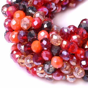 12 Cristal Rondel 4x6mm  Mix Naranja/Vino 45cm aprox (1 tira)