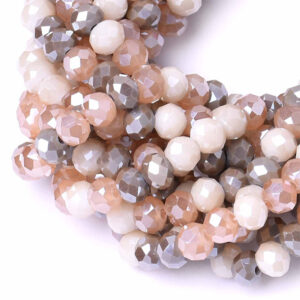 07 Cristal Rondel 4x6mm  Mix Golden/Beige 45cm aprox (1 tira)