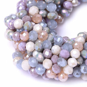 08 Cristal Rondel 4x6mm  Mix Gris/Lila 45cm aprox (1 tira)