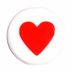 Ceramica Cuenta Circulo Corazon 16mm Rojo (1 pza)