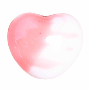 Ceramica Cuenta Corazon Blanco/Rosa 16mm (1 pza)