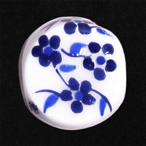 Ceramica Rondel 8mm Flores- Cobalto (1 pza)