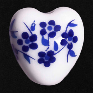 Ceramica Corazon 12mm Flores- Cobalto (1 pza)