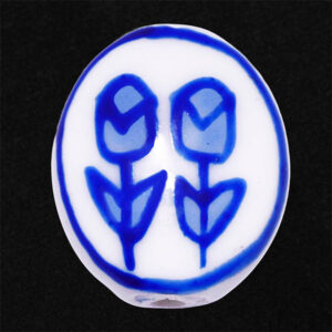 Ceramica Oval 18x23mm Tulipan- Cobalto (1 pza)