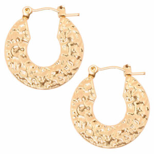 Acero Arracada Oval Martillada 24mm Dorada (1 par)