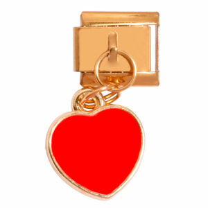 Acero Charm Italiano Croazon Rojo 10mm Dorado- 9mm (1 pza)