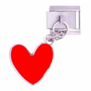 Acero Charm Italiano Croazon Rojo 12mm Acero- 9mm (1 pza)