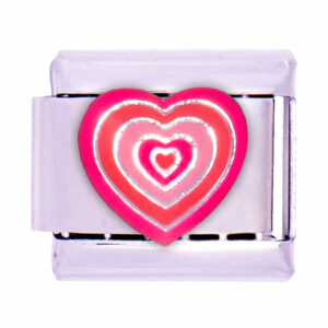 Acero Charm Italiano Corazon Rosa Acero- 9mm (1 pza)