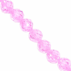 Zirconias Bola Fac. 4mm Rosa - 18cm aprox (1 tira)