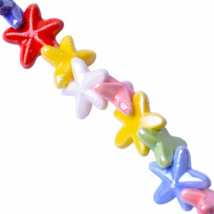 Ceramica Cuenta Estrella de Mar Multicolor 19mm -16cm aprox (1 tira)