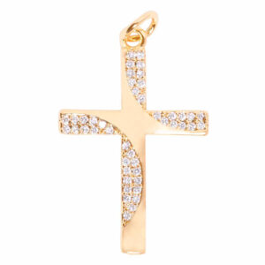 Micropave Dije Cruz 25mm Dorado (1 pza)