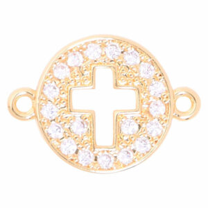 Micropave Separador Circulo Cruz 13mm dorado (1 pza)