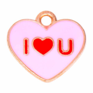 Esmalte Dije Corazon Love You Rosa 13mm (1 pza)