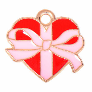 Esmalte Dije Corazon Moño Rojo 13mm (1 pza)