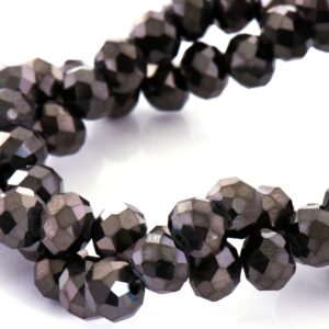 Cristal Rondel Fac. 8mm D-051 Black Niquel 40cm aprox. (1 tira)