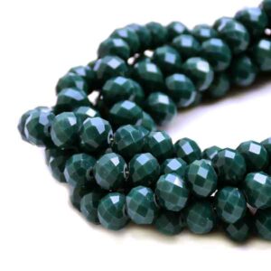 Cristal Rondel Fac. 8mm C83-Verde Obscuro Mate 40cm aprox. (1 tira)