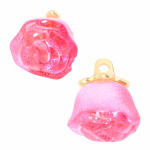 Dije Crista/ Esmaltel Flor 12mm- Rojo (2 pza)