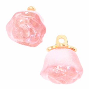 Dije Cristal/ Esmalte Flor 12mm- Rosa (2 pza)